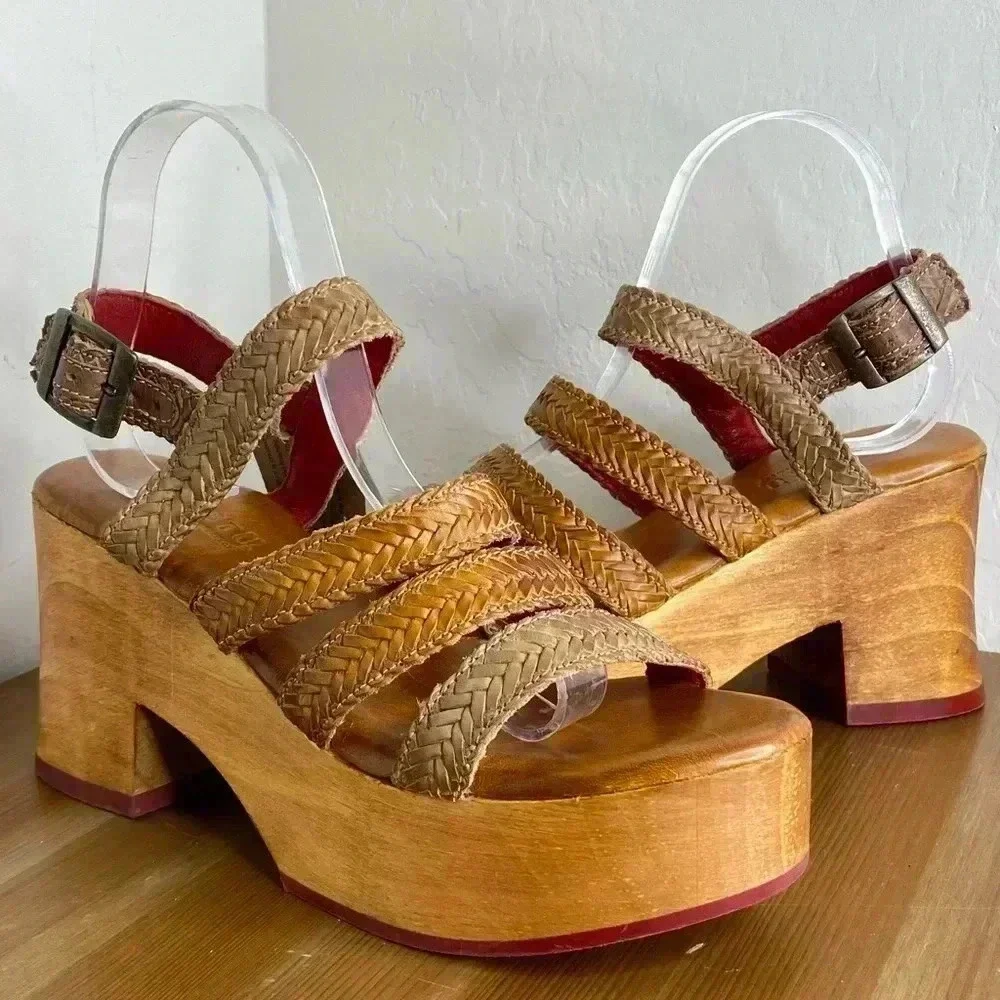 NEW Bed Stu Voicing Braided Leather Platform Sandals Size 9